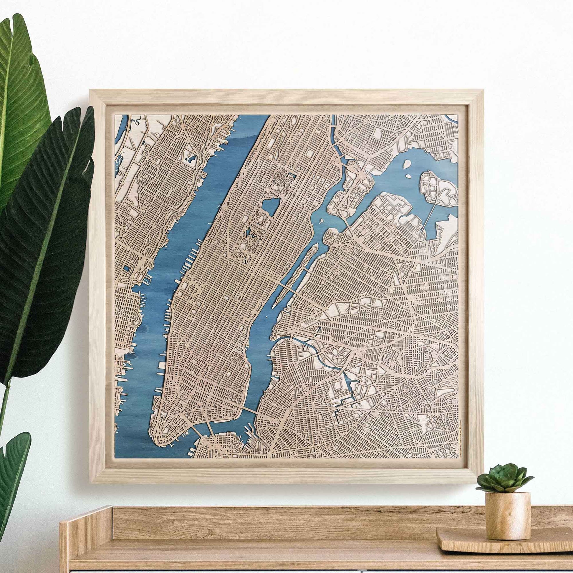 New York Wooden Map by CityWood - Custom Wood Map Art - Unique Laser Cut Engraved - Anniversary Gift