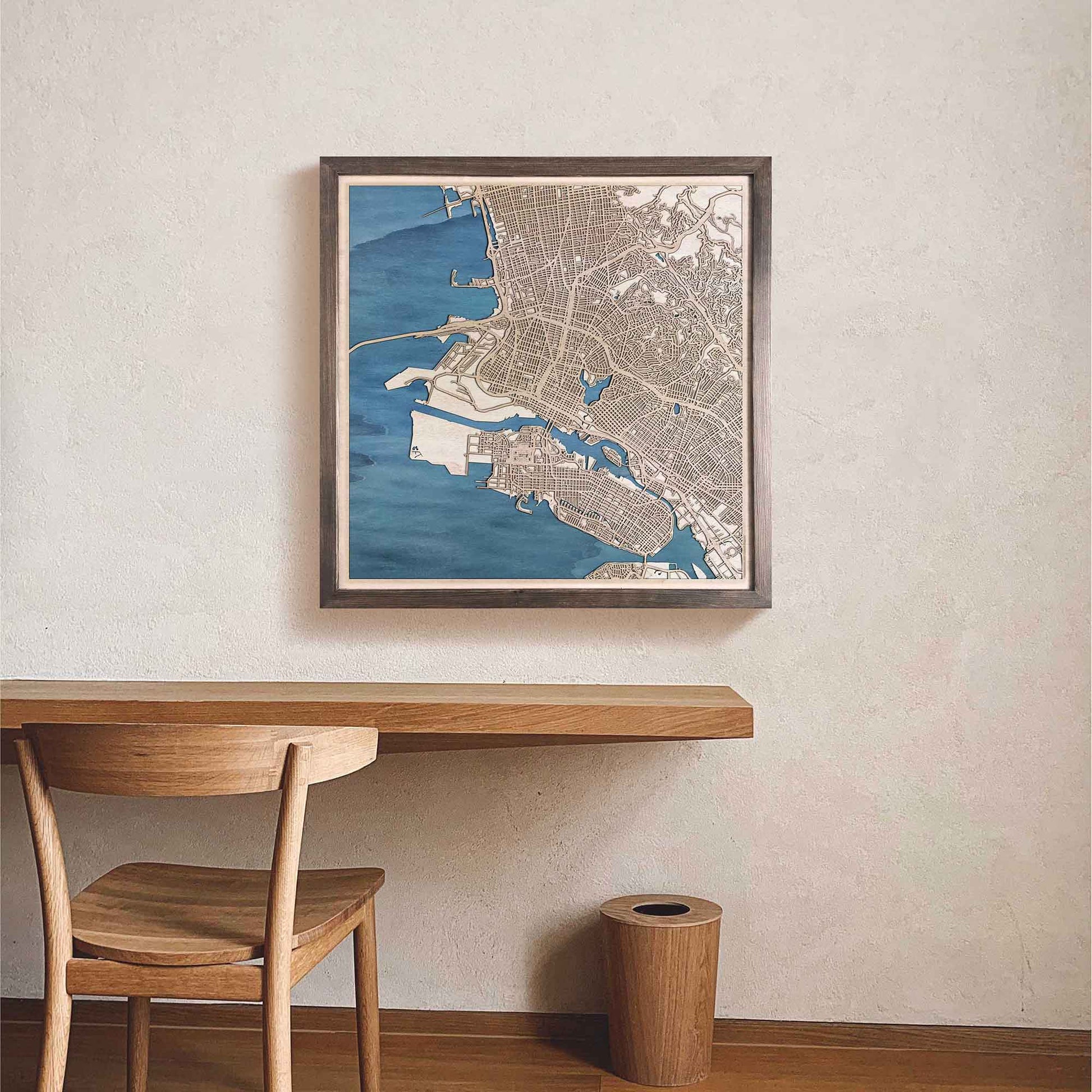 Oakland Wooden Map by CityWood - Custom Wood Map Art - Unique Laser Cut Engraved - Anniversary Gift