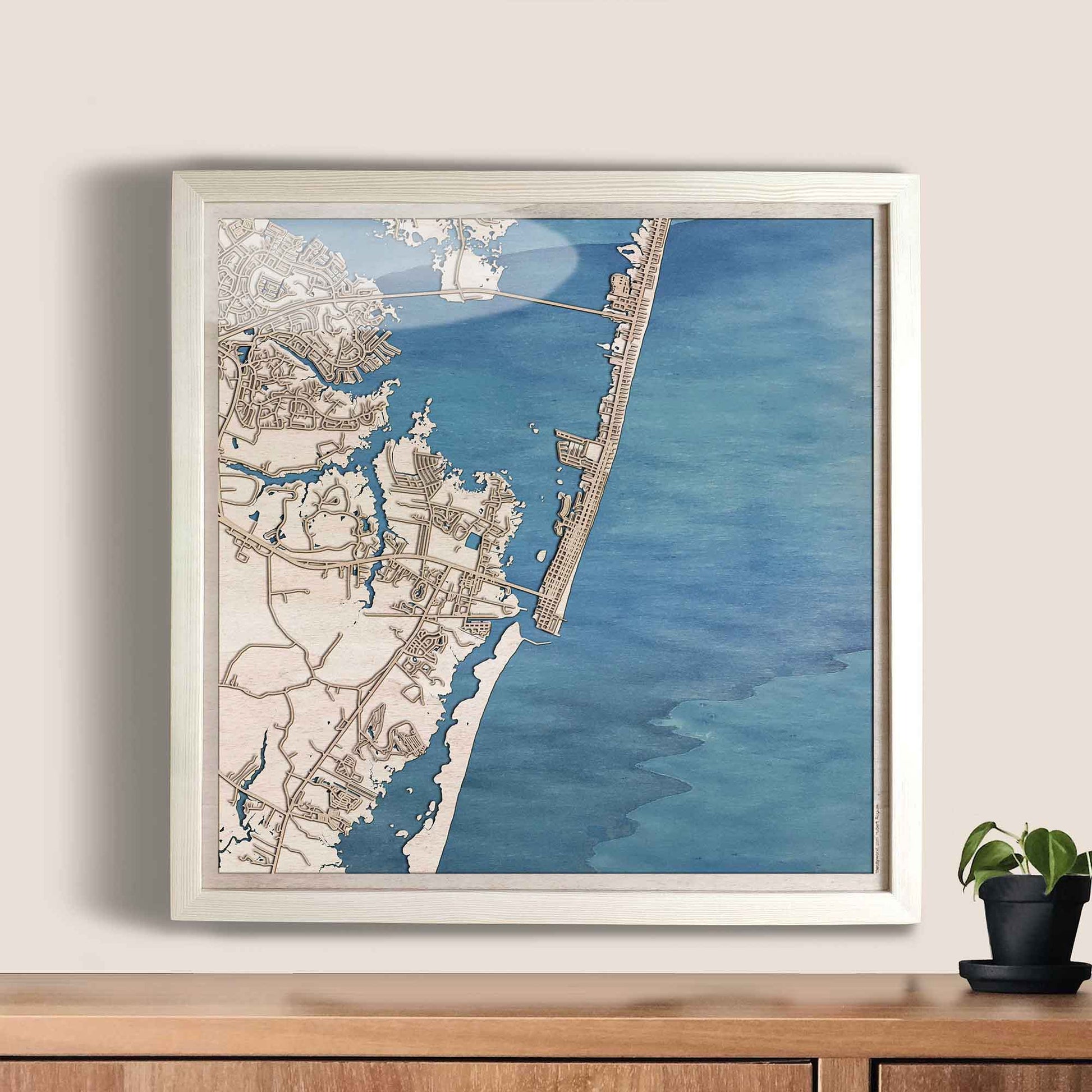 Ocean City Wooden Map by CityWood - Custom Wood Map Art - Unique Laser Cut Engraved - Anniversary Gift