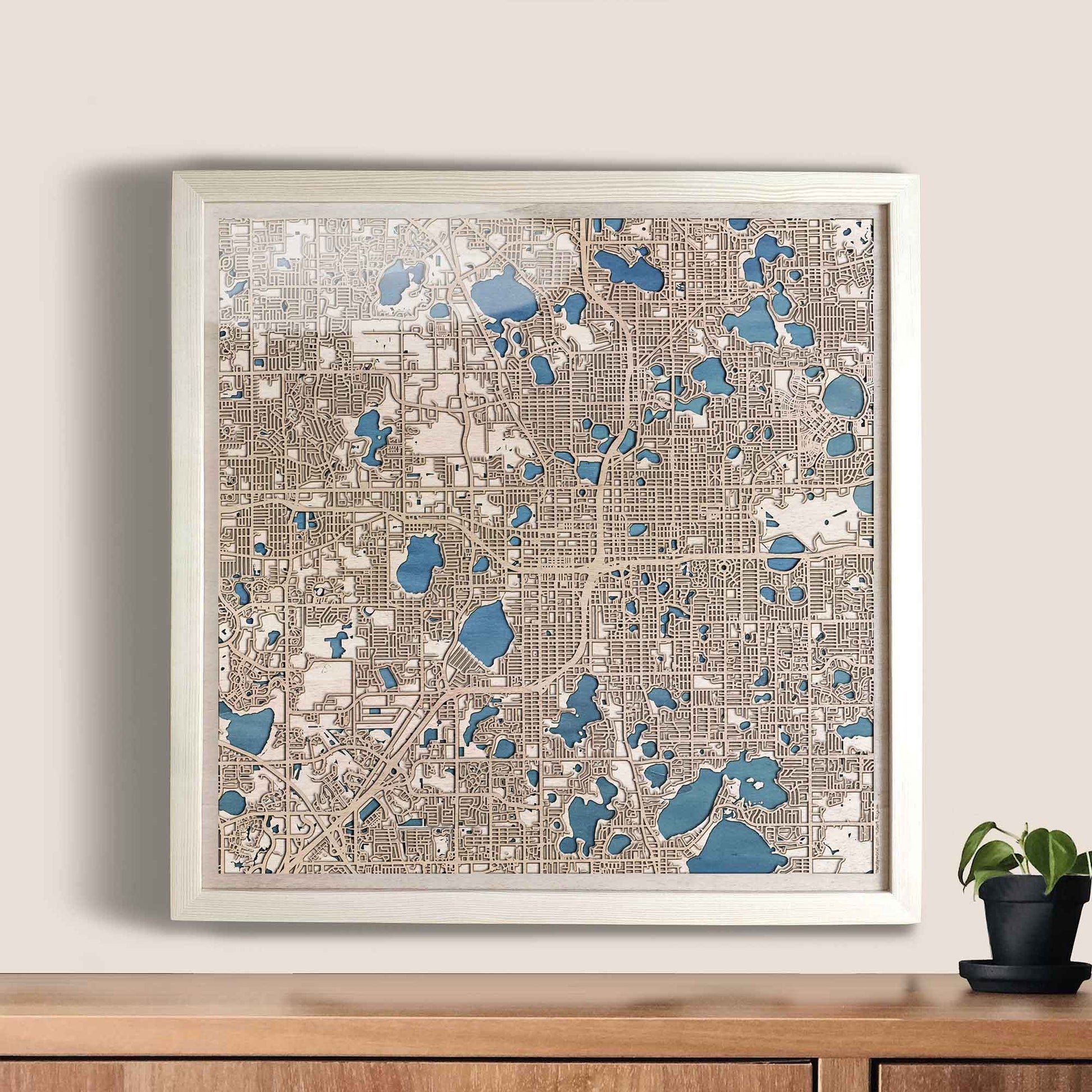 Orlando Wooden Map by CityWood - Custom Wood Map Art - Unique Laser Cut Engraved - Anniversary Gift