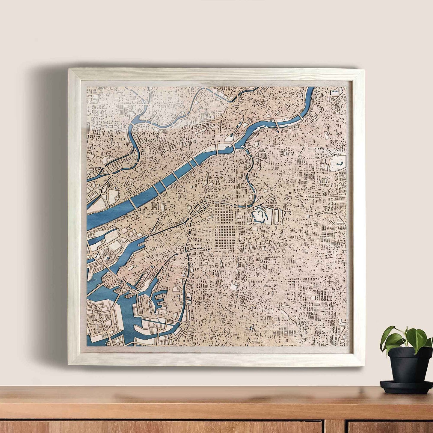 Osaka Wooden Map by CityWood - Custom Wood Map Art - Unique Laser Cut Engraved - Anniversary Gift