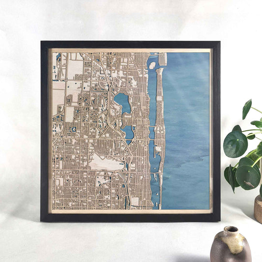 Palm Beach Wooden Map by CityWood - Custom Wood Map Art - Unique Laser Cut Engraved - Anniversary Gift