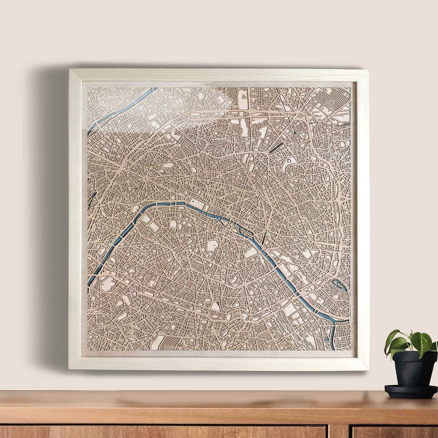 Paris Wooden Map by CityWood - Custom Wood Map Art - Unique Laser Cut Engraved - Anniversary Gift