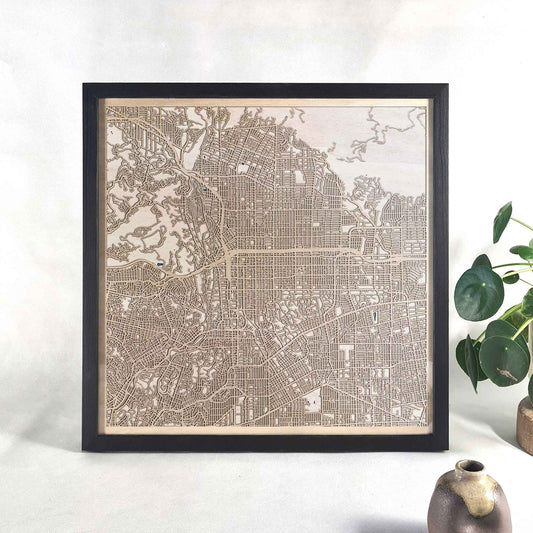 Pasadena Wooden Map by CityWood - Custom Wood Map Art - Unique Laser Cut Engraved - Anniversary Gift