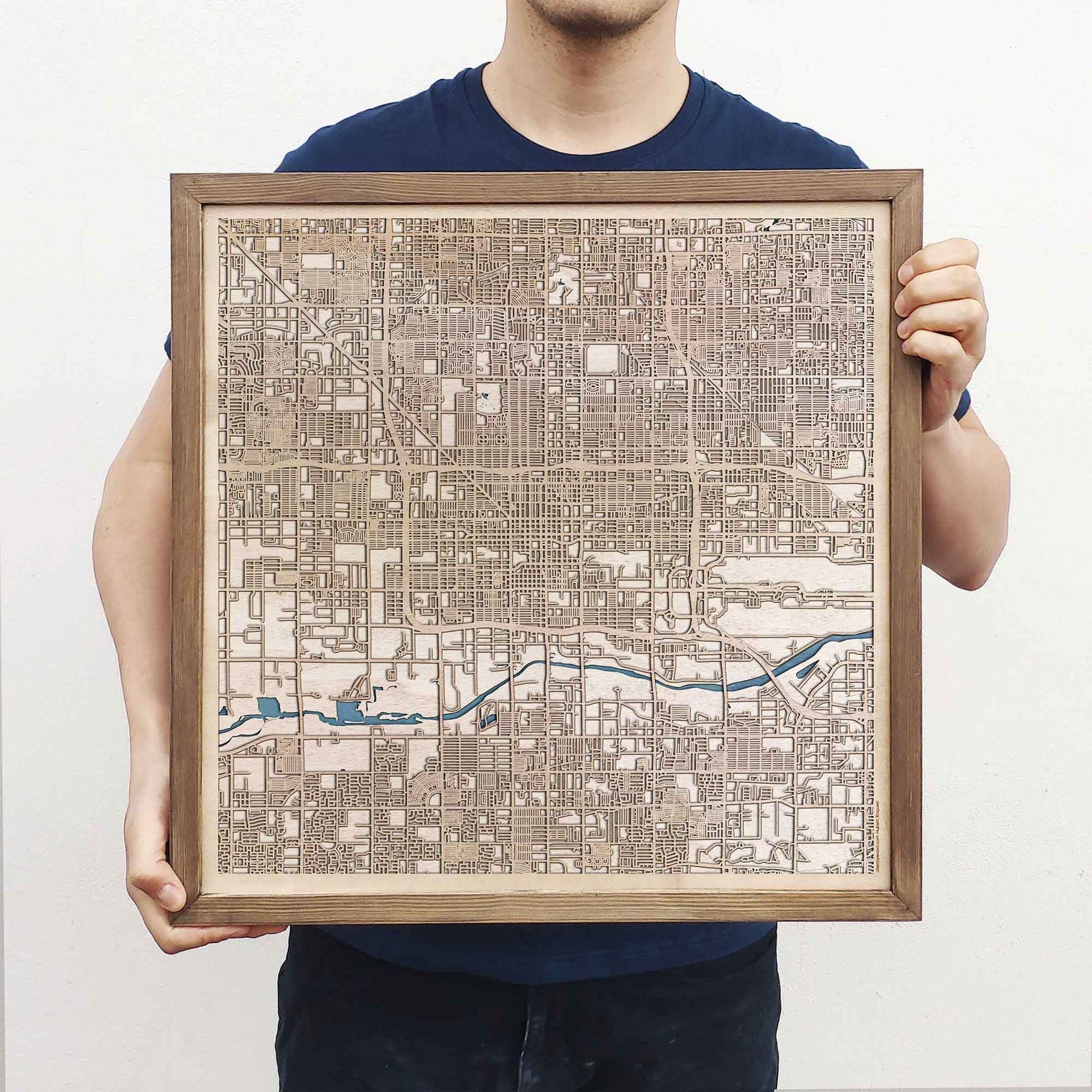 Phoenix Wooden Map by CityWood - Custom Wood Map Art - Unique Laser Cut Engraved - Anniversary Gift
