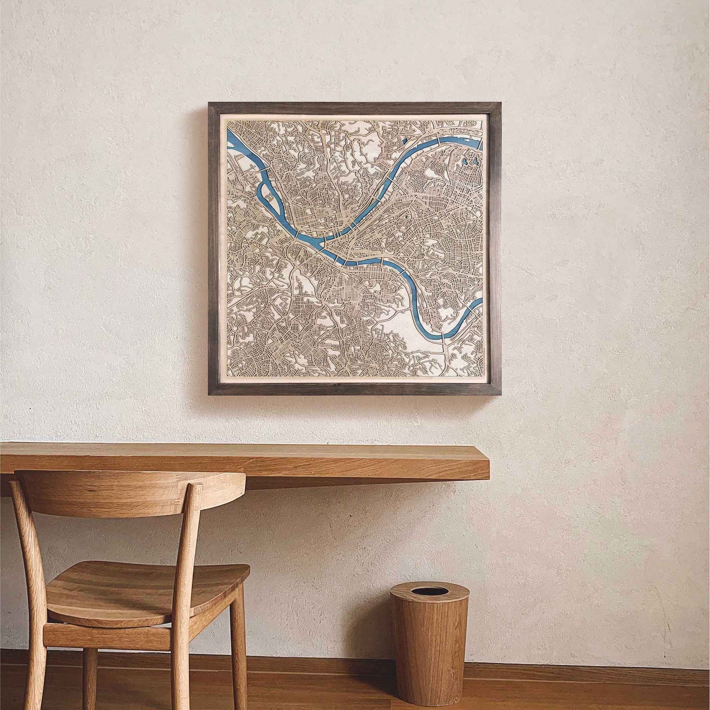 Pittsburgh Wooden Map by CityWood - Custom Wood Map Art - Unique Laser Cut Engraved - Anniversary Gift