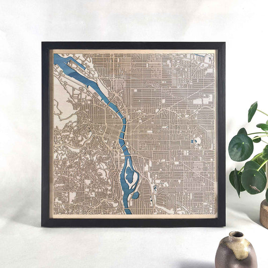 Portland Wooden Map by CityWood - Custom Wood Map Art - Unique Laser Cut Engraved - Anniversary Gift