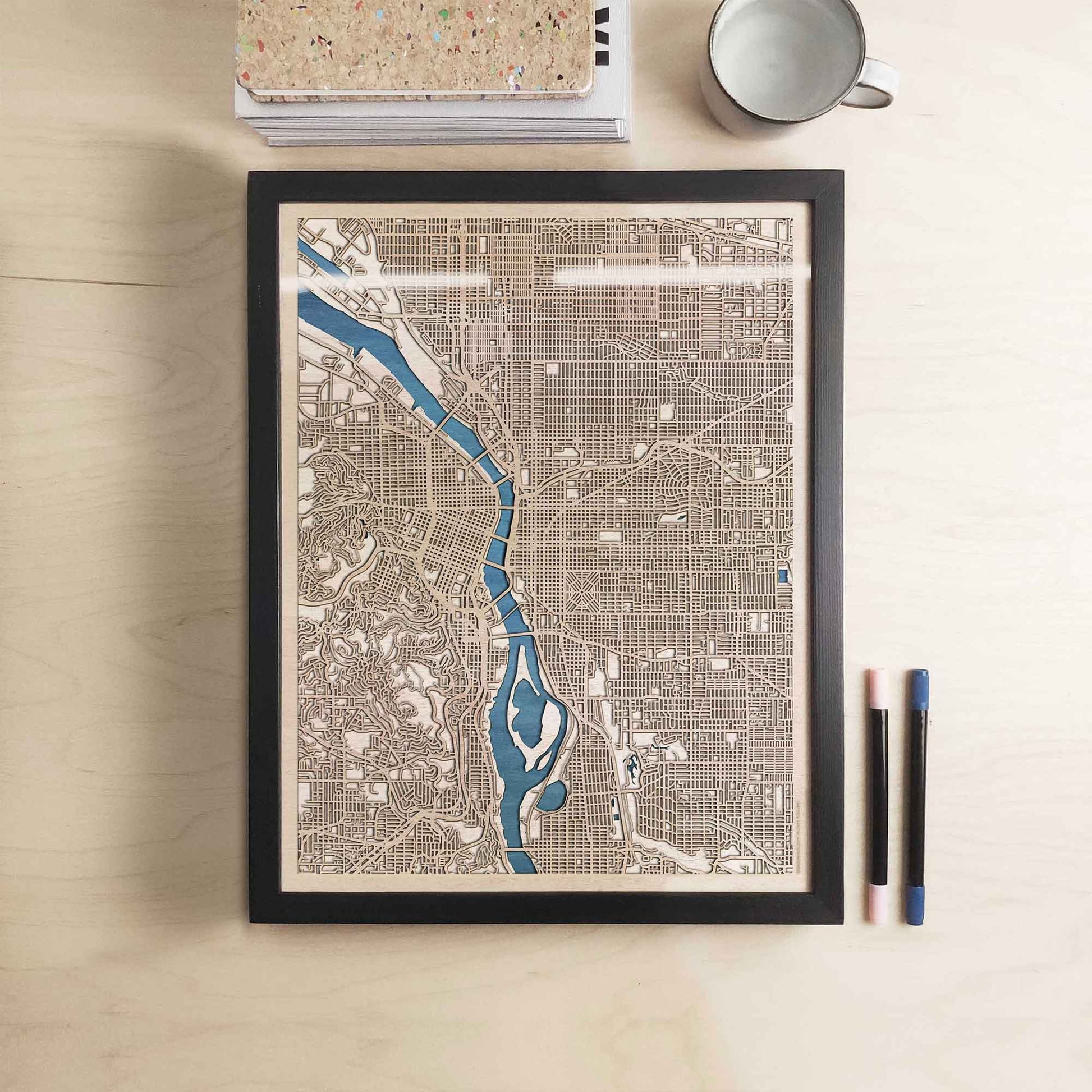 Portland Wooden Map by CityWood - Custom Wood Map Art - Unique Laser Cut Engraved - Anniversary Gift