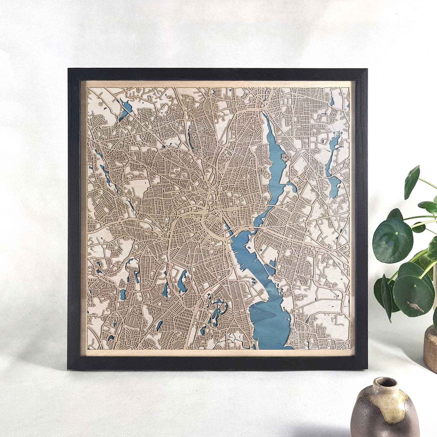 Providence Wooden Map by CityWood - Custom Wood Map Art - Unique Laser Cut Engraved - Anniversary Gift