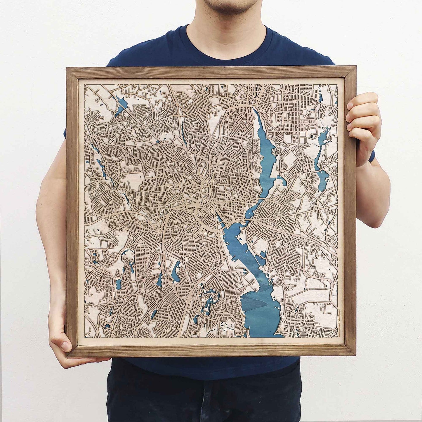 Providence Wooden Map by CityWood - Custom Wood Map Art - Unique Laser Cut Engraved - Anniversary Gift