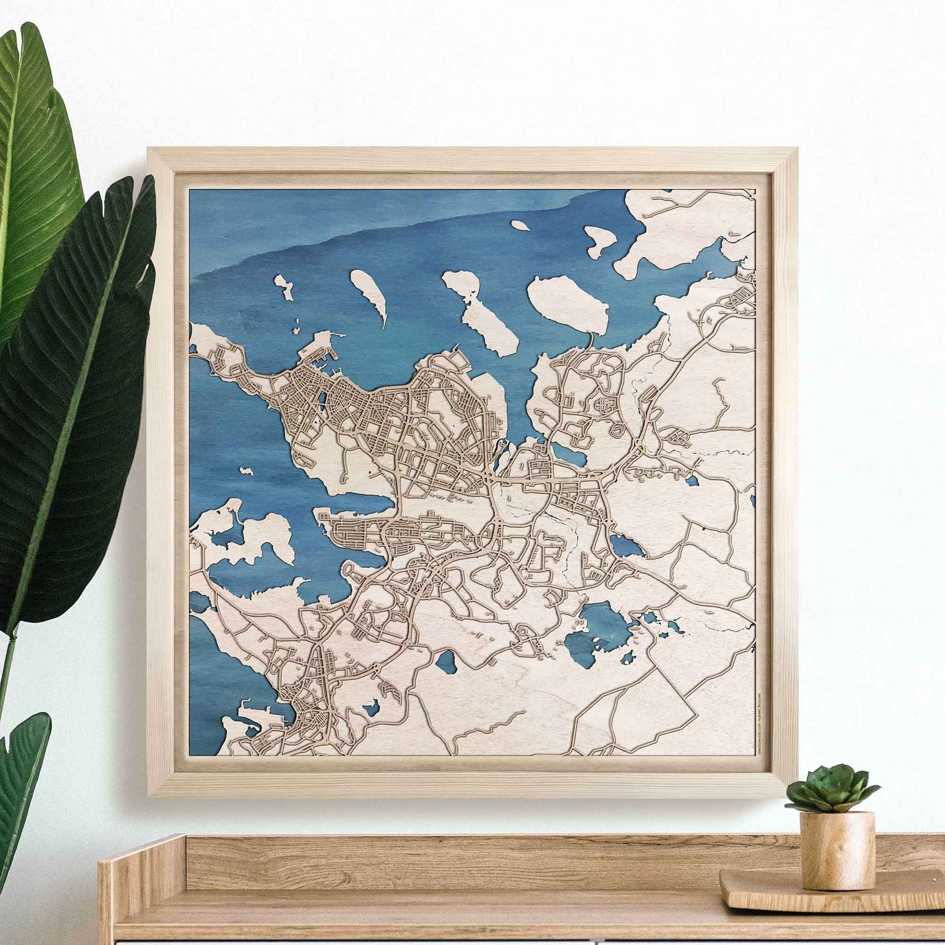 Reykjavik Wooden Map by CityWood - Custom Wood Map Art - Unique Laser Cut Engraved - Anniversary Gift