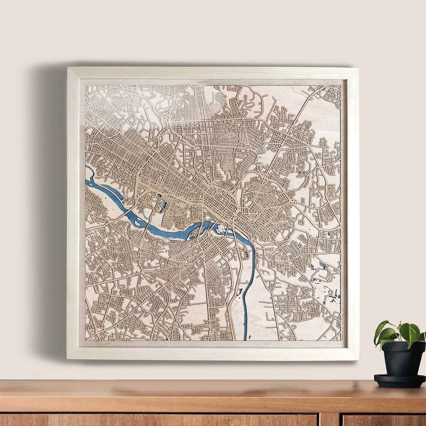 Richmond Wooden Map by CityWood - Custom Wood Map Art - Unique Laser Cut Engraved - Anniversary Gift