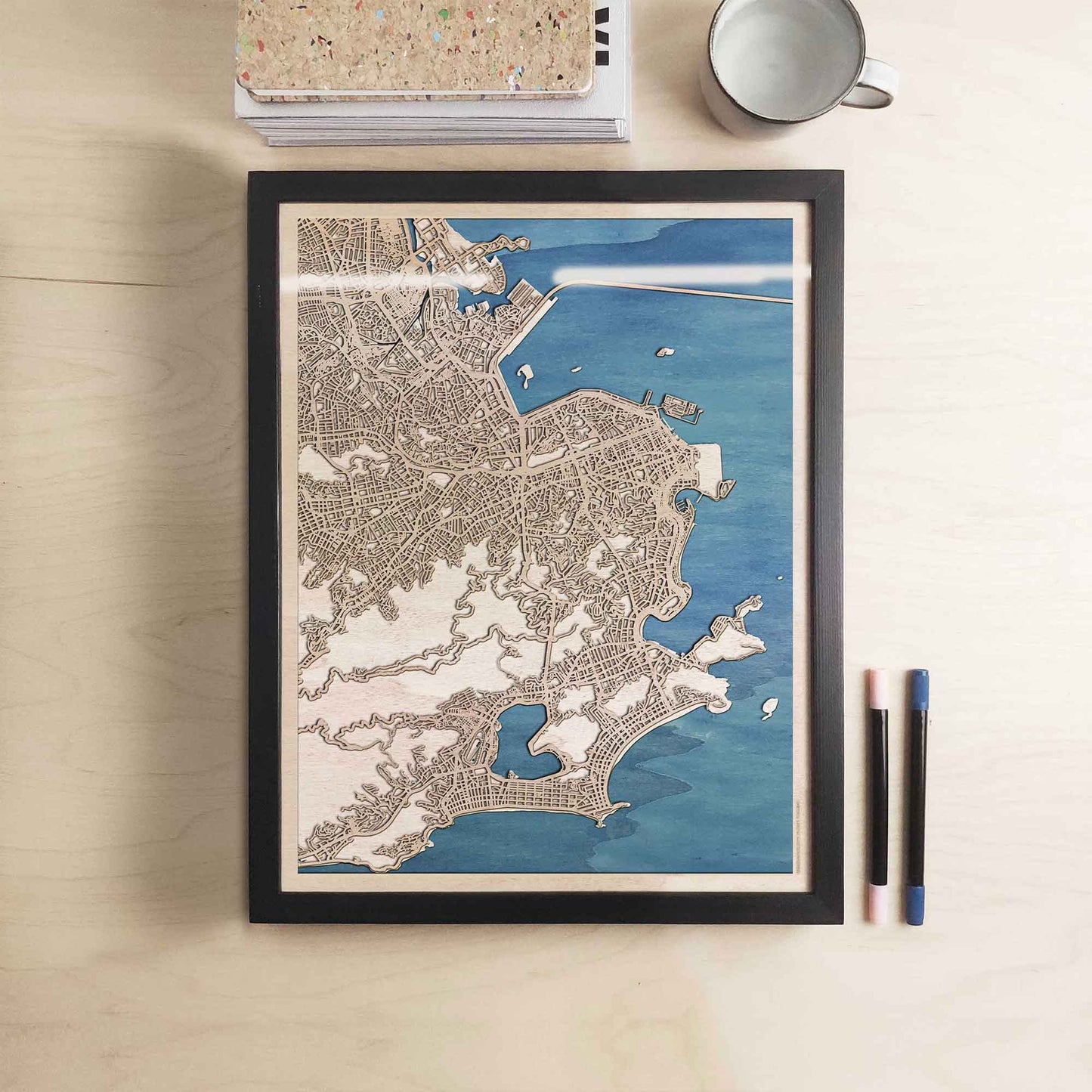 Rio de Janeiro Wooden Map by CityWood - Custom Wood Map Art - Unique Laser Cut Engraved - Anniversary Gift