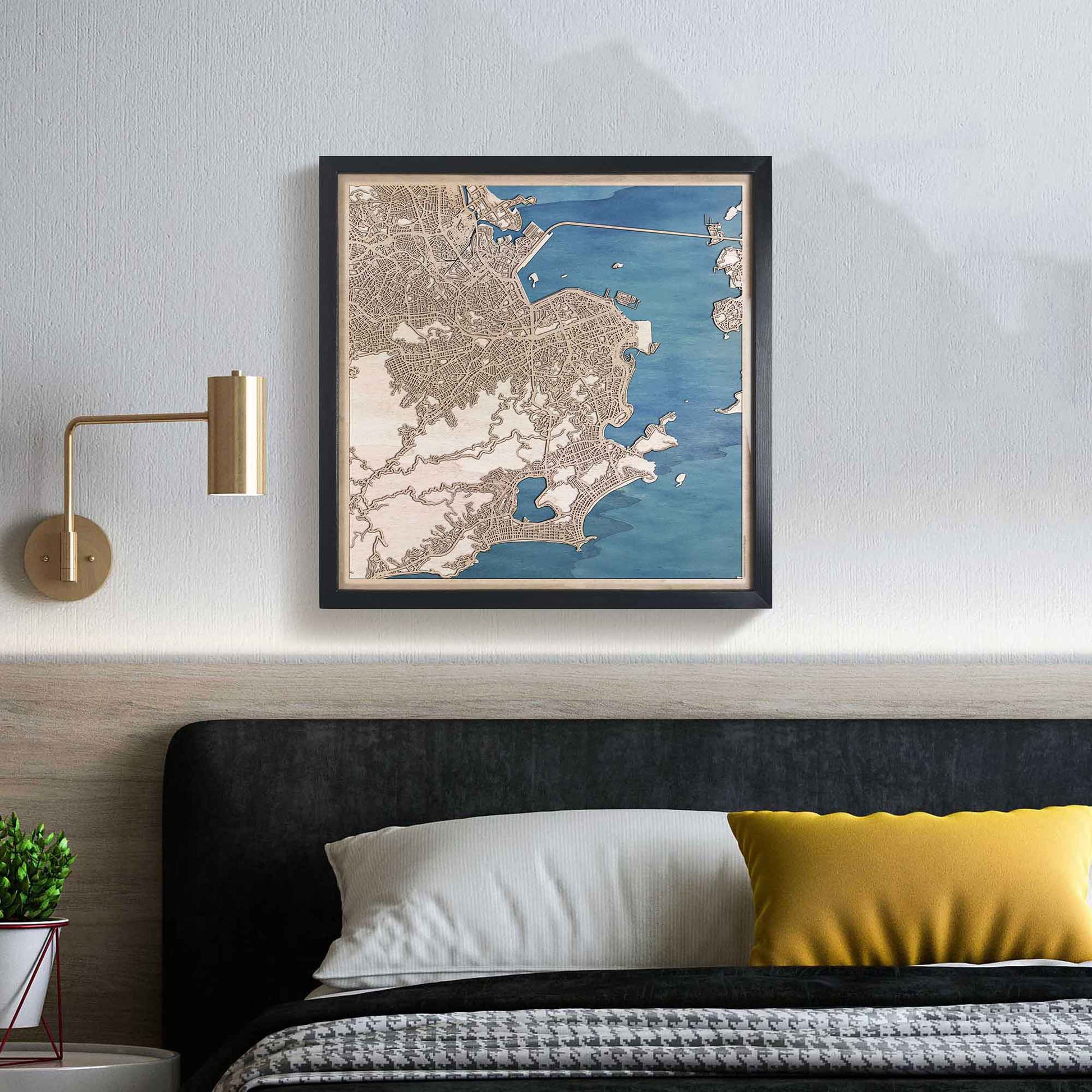 Rio de Janeiro Wooden Map by CityWood - Custom Wood Map Art - Unique Laser Cut Engraved - Anniversary Gift