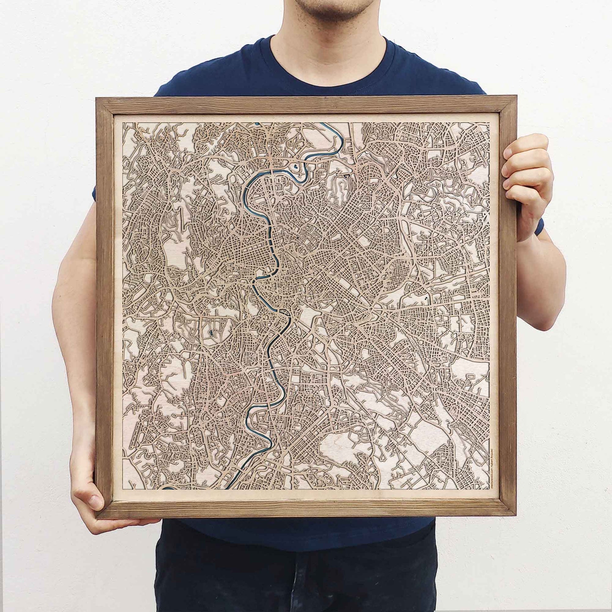 Rome Wooden Map by CityWood - Custom Wood Map Art - Unique Laser Cut Engraved - Anniversary Gift