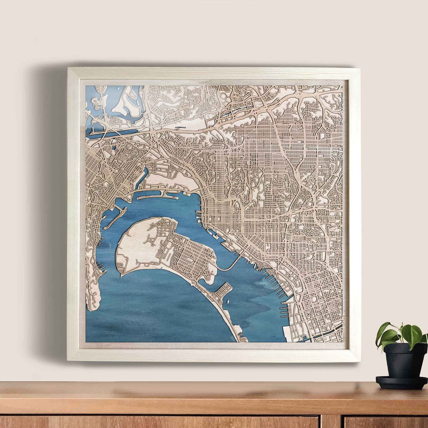 San Diego Wooden Map by CityWood - Custom Wood Map Art - Unique Laser Cut Engraved - Anniversary Gift