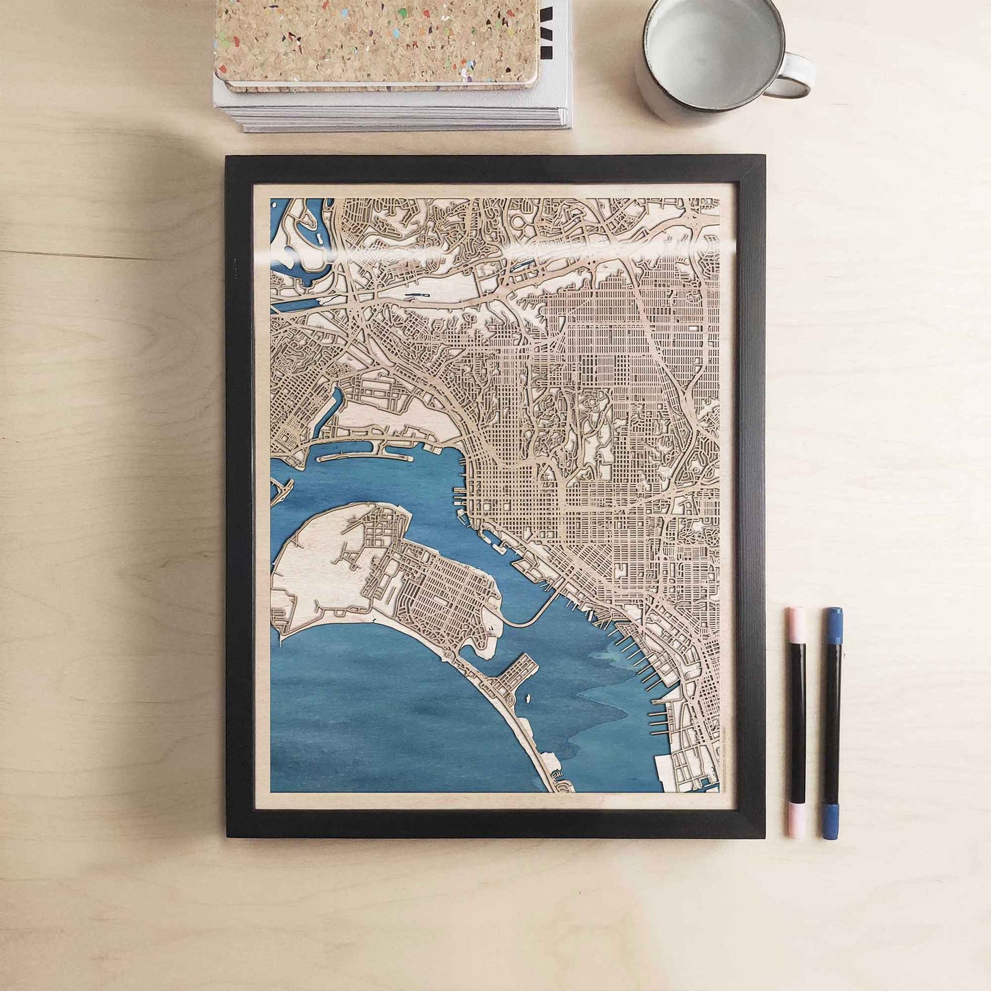 San Diego Wooden Map by CityWood - Custom Wood Map Art - Unique Laser Cut Engraved - Anniversary Gift