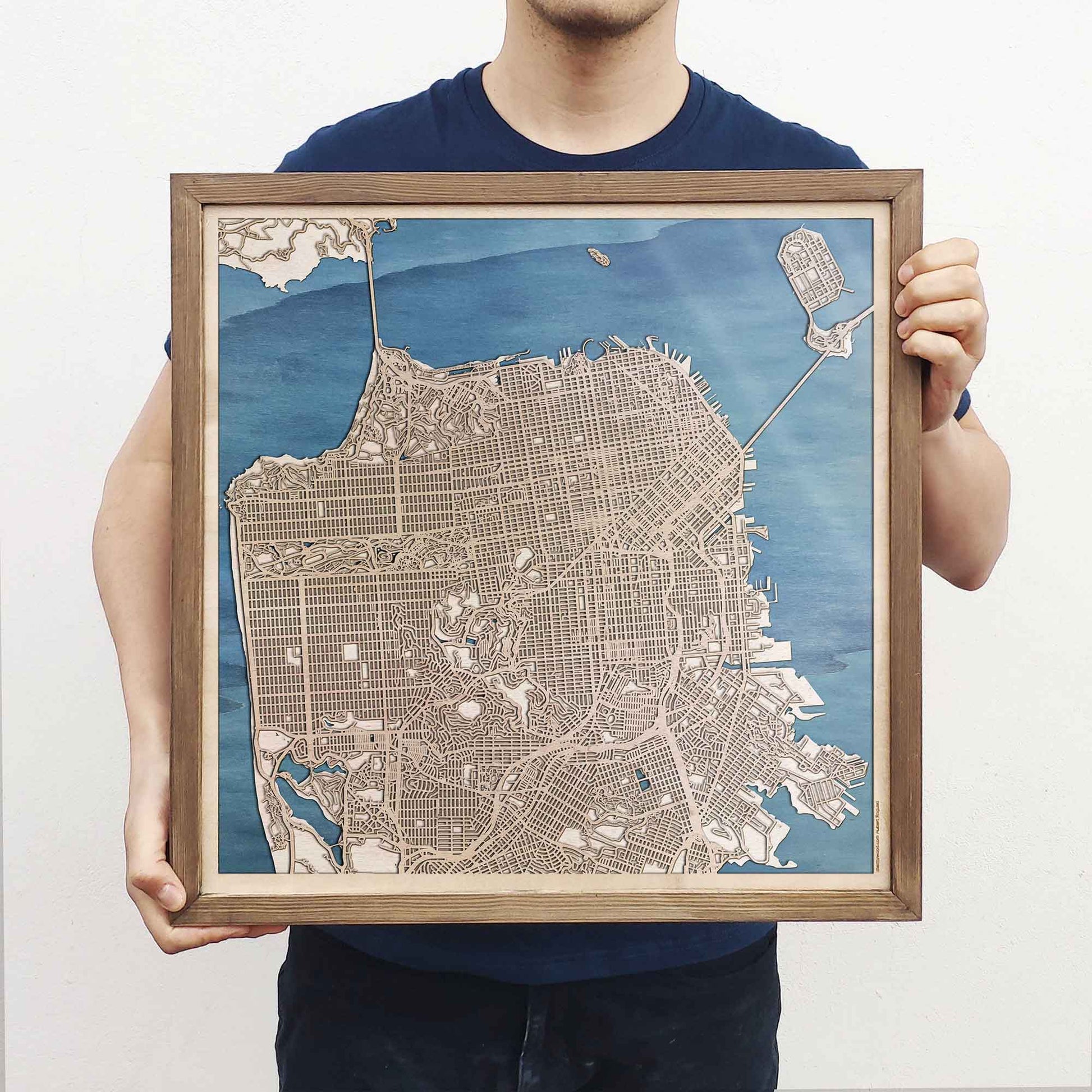 San Francisco Wooden Map by CityWood - Custom Wood Map Art - Unique Laser Cut Engraved - Anniversary Gift