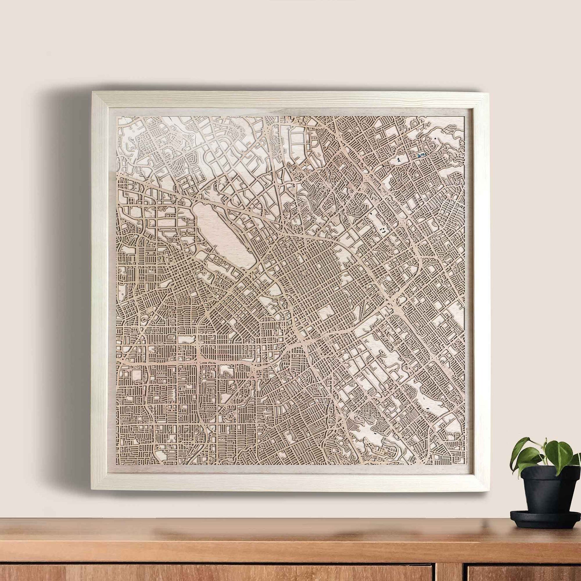 San Jose Wooden Map by CityWood - Custom Wood Map Art - Unique Laser Cut Engraved - Anniversary Gift