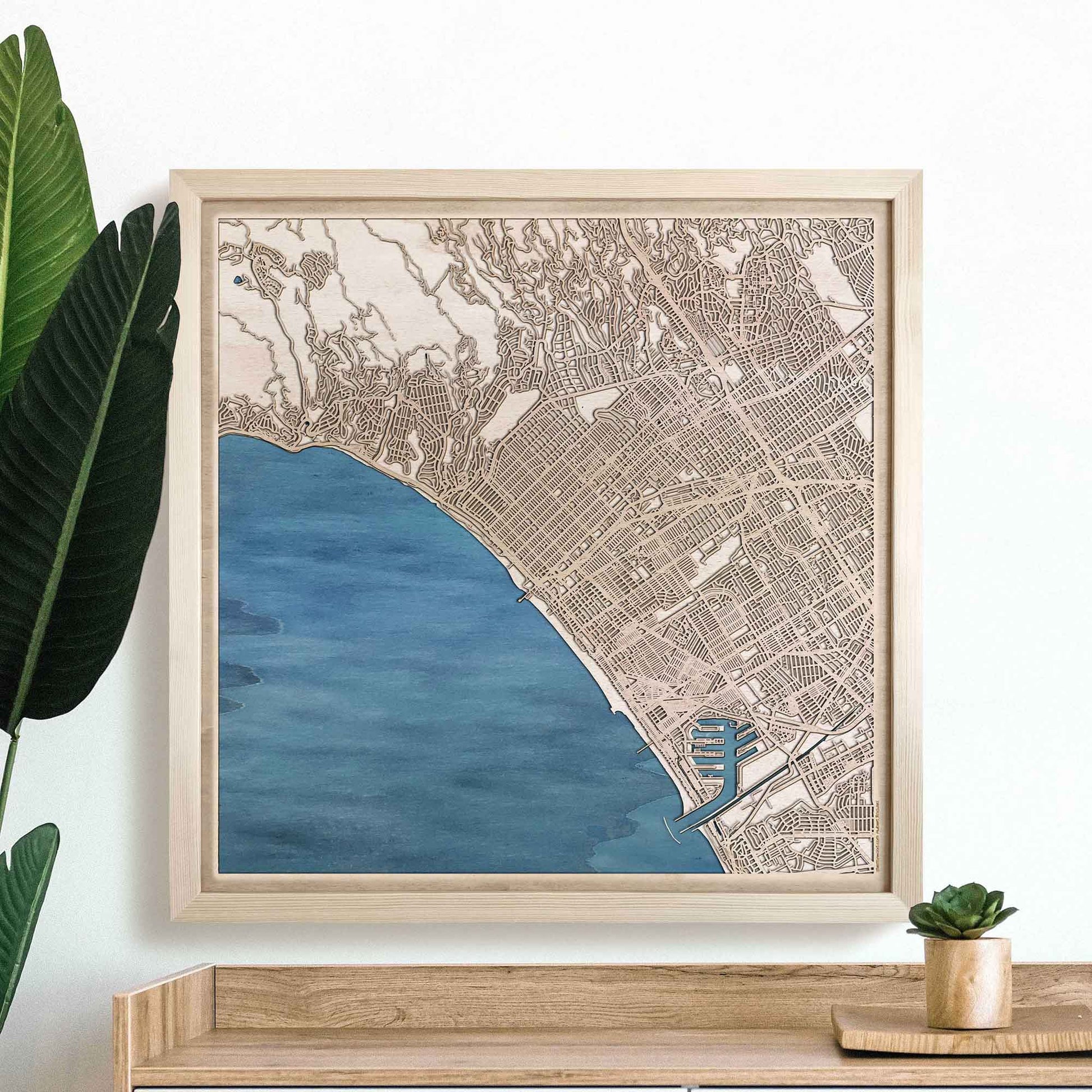 Santa Monica Wooden Map by CityWood - Custom Wood Map Art - Unique Laser Cut Engraved - Anniversary Gift