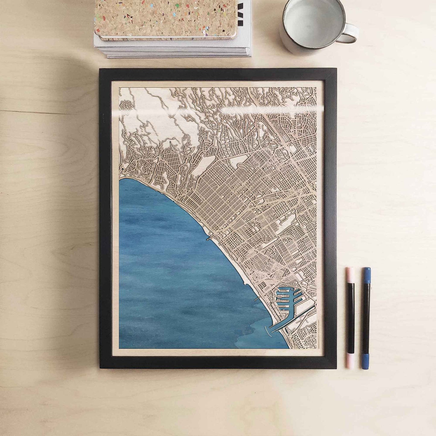 Santa Monica Wooden Map by CityWood - Custom Wood Map Art - Unique Laser Cut Engraved - Anniversary Gift