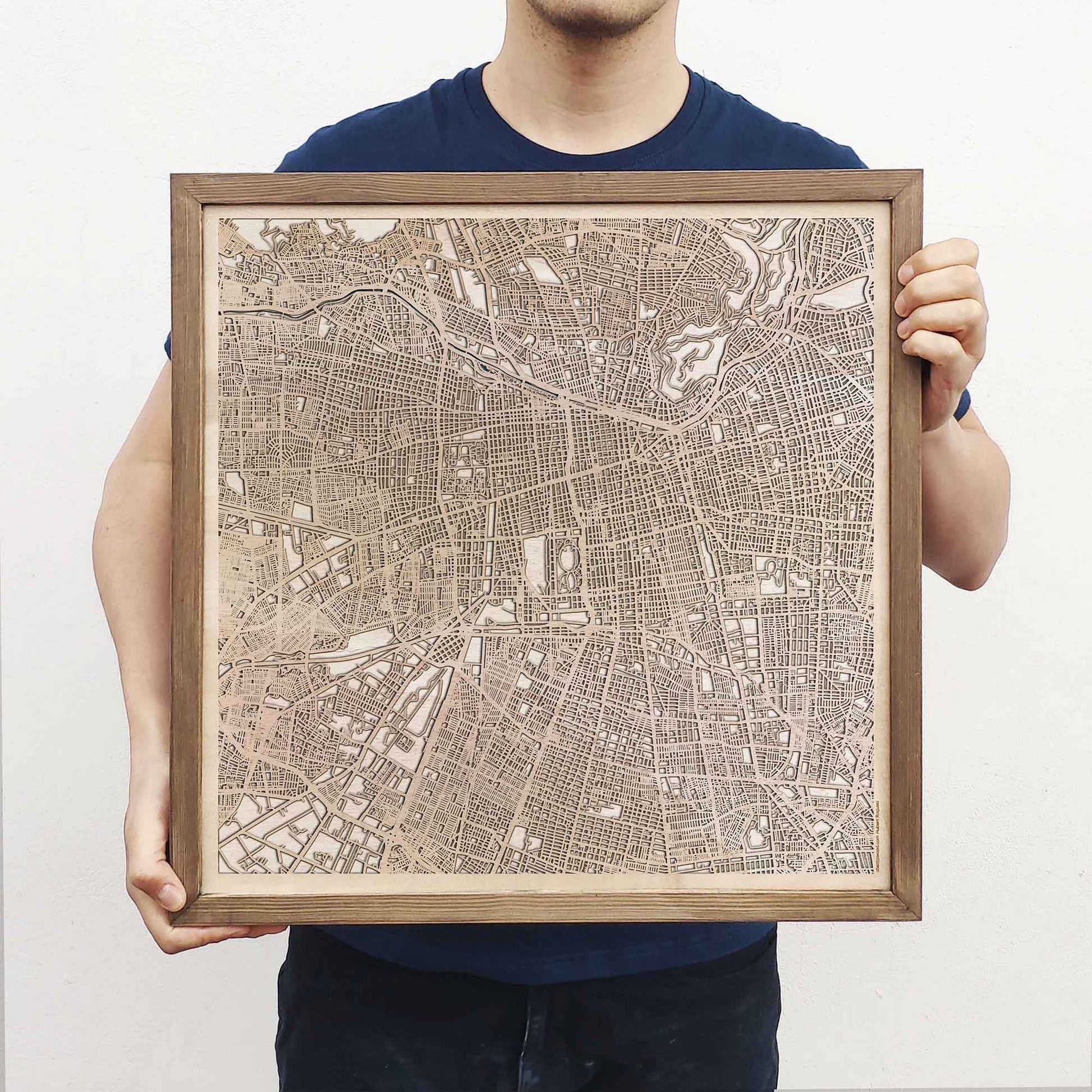 Santiago Wooden Map by CityWood - Custom Wood Map Art - Unique Laser Cut Engraved - Anniversary Gift