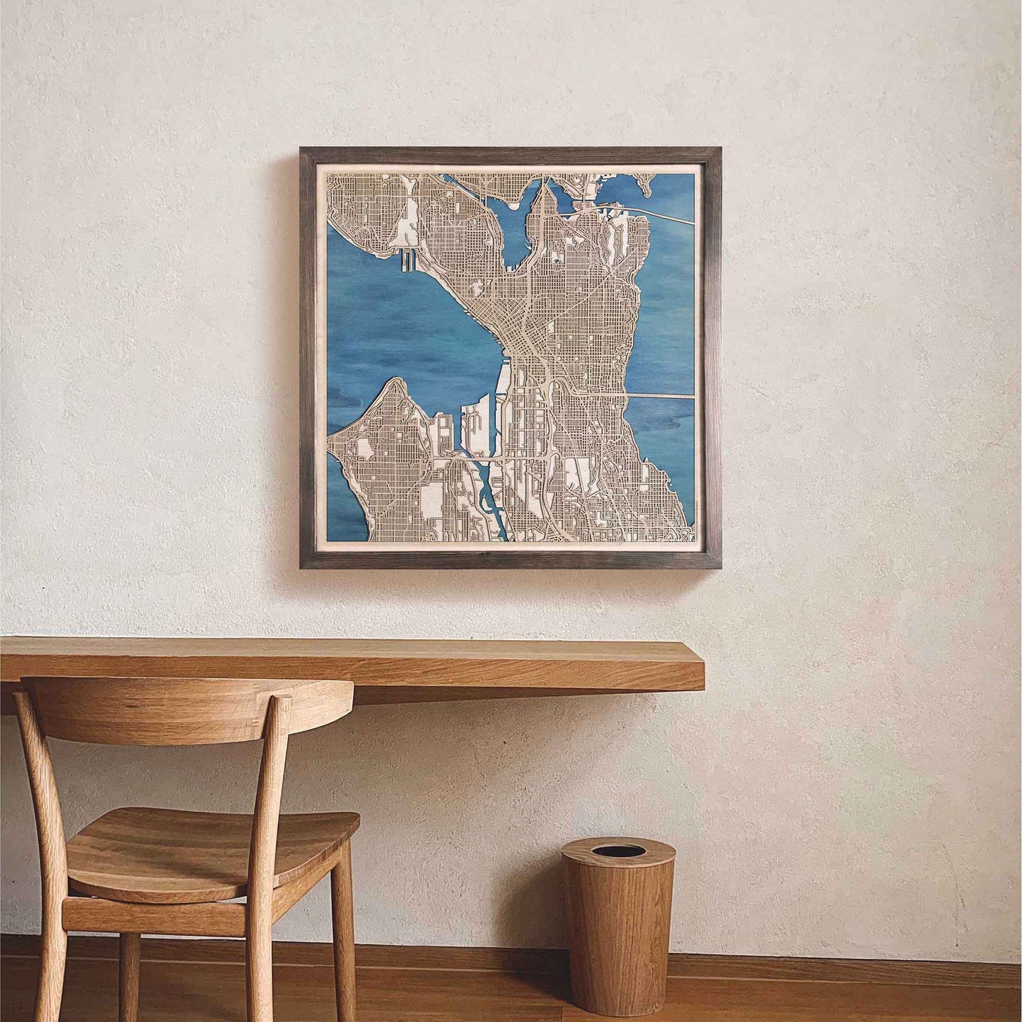 Seattle Wooden Map by CityWood - Custom Wood Map Art - Unique Laser Cut Engraved - Anniversary Gift