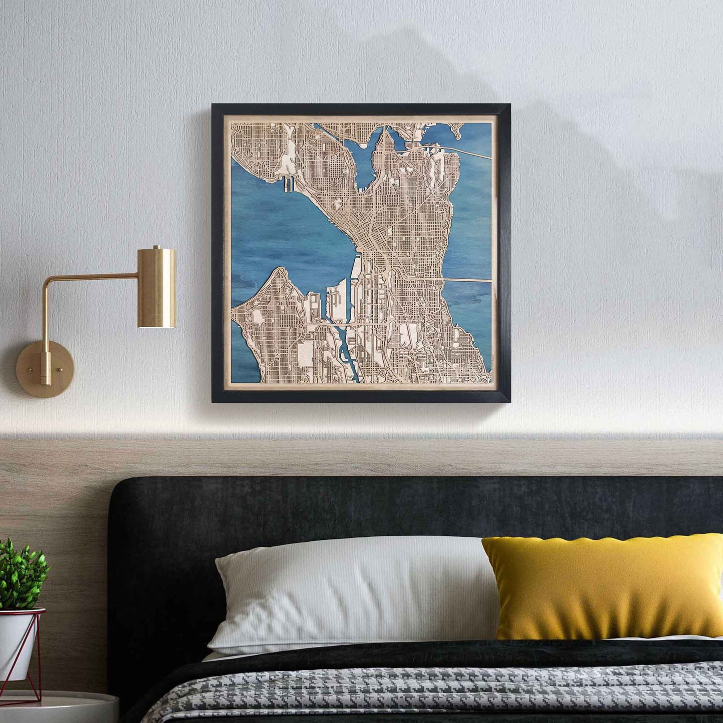 Seattle Wooden Map by CityWood - Custom Wood Map Art - Unique Laser Cut Engraved - Anniversary Gift