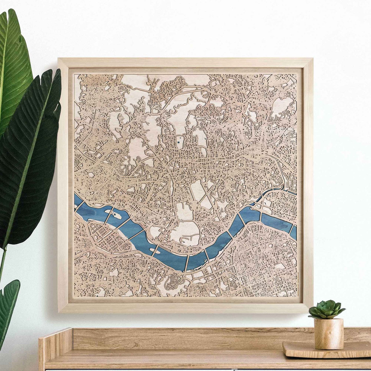 Seoul Wooden Map by CityWood - Custom Wood Map Art - Unique Laser Cut Engraved - Anniversary Gift