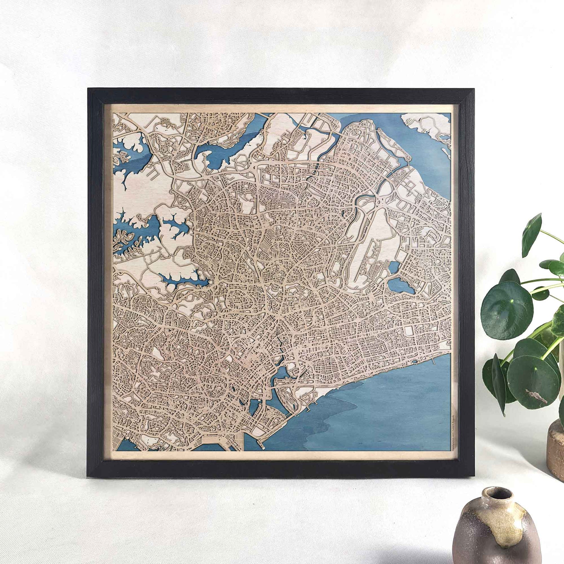 Singapore Wooden Map by CityWood - Custom Wood Map Art - Unique Laser Cut Engraved - Anniversary Gift