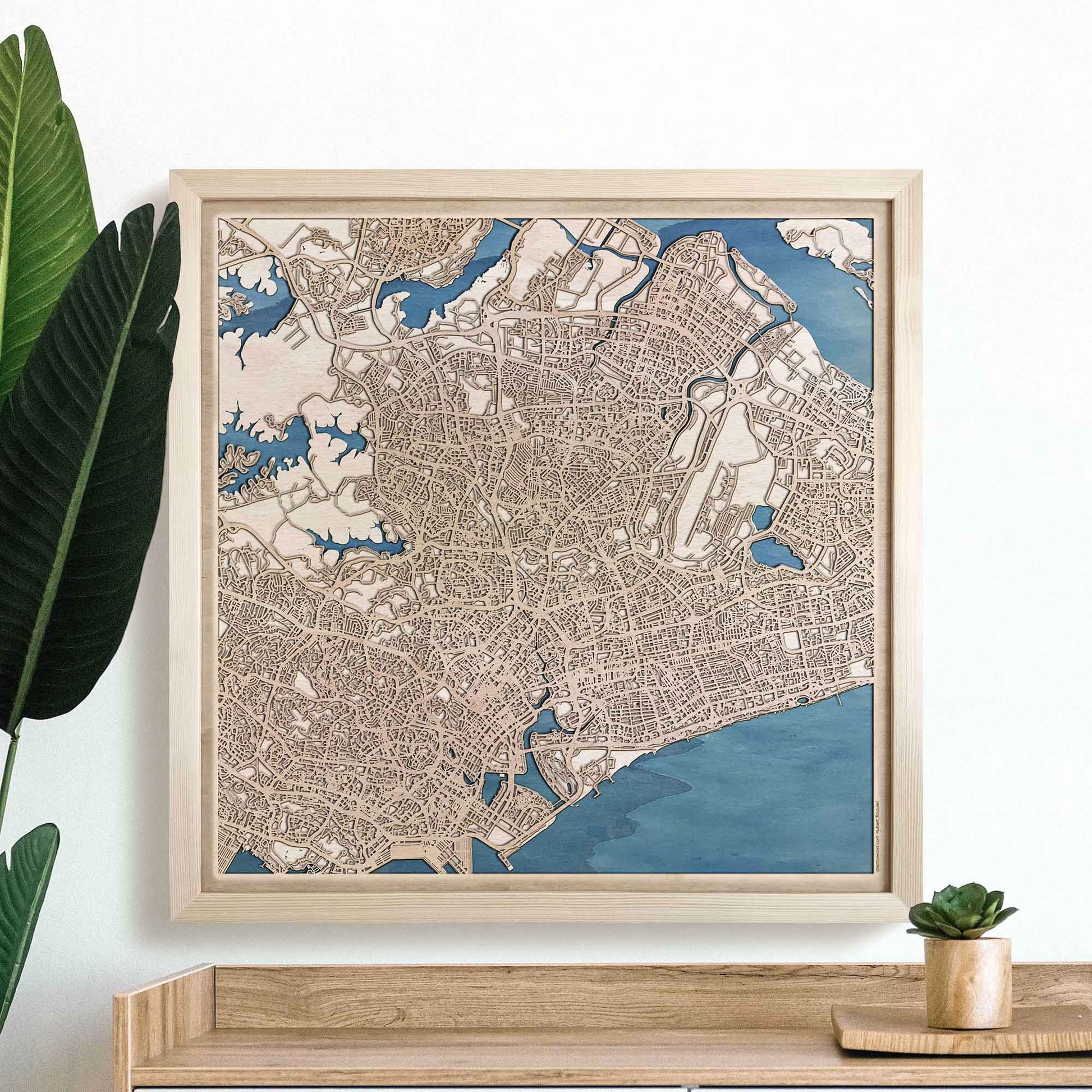 Singapore Wooden Map by CityWood - Custom Wood Map Art - Unique Laser Cut Engraved - Anniversary Gift