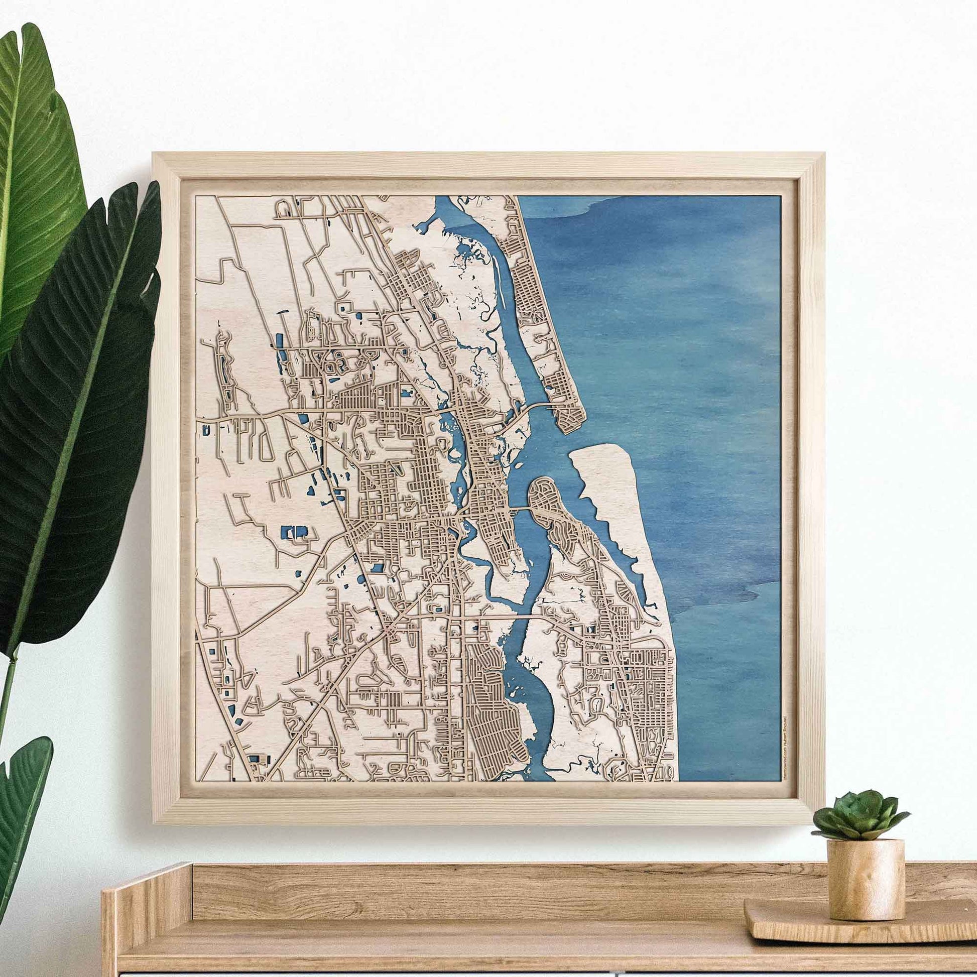 St. Augustine Wooden Map by CityWood - Custom Wood Map Art - Unique Laser Cut Engraved - Anniversary Gift