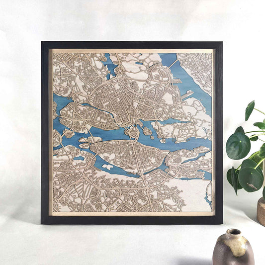 Stockholm Wooden Map by CityWood - Custom Wood Map Art - Unique Laser Cut Engraved - Anniversary Gift