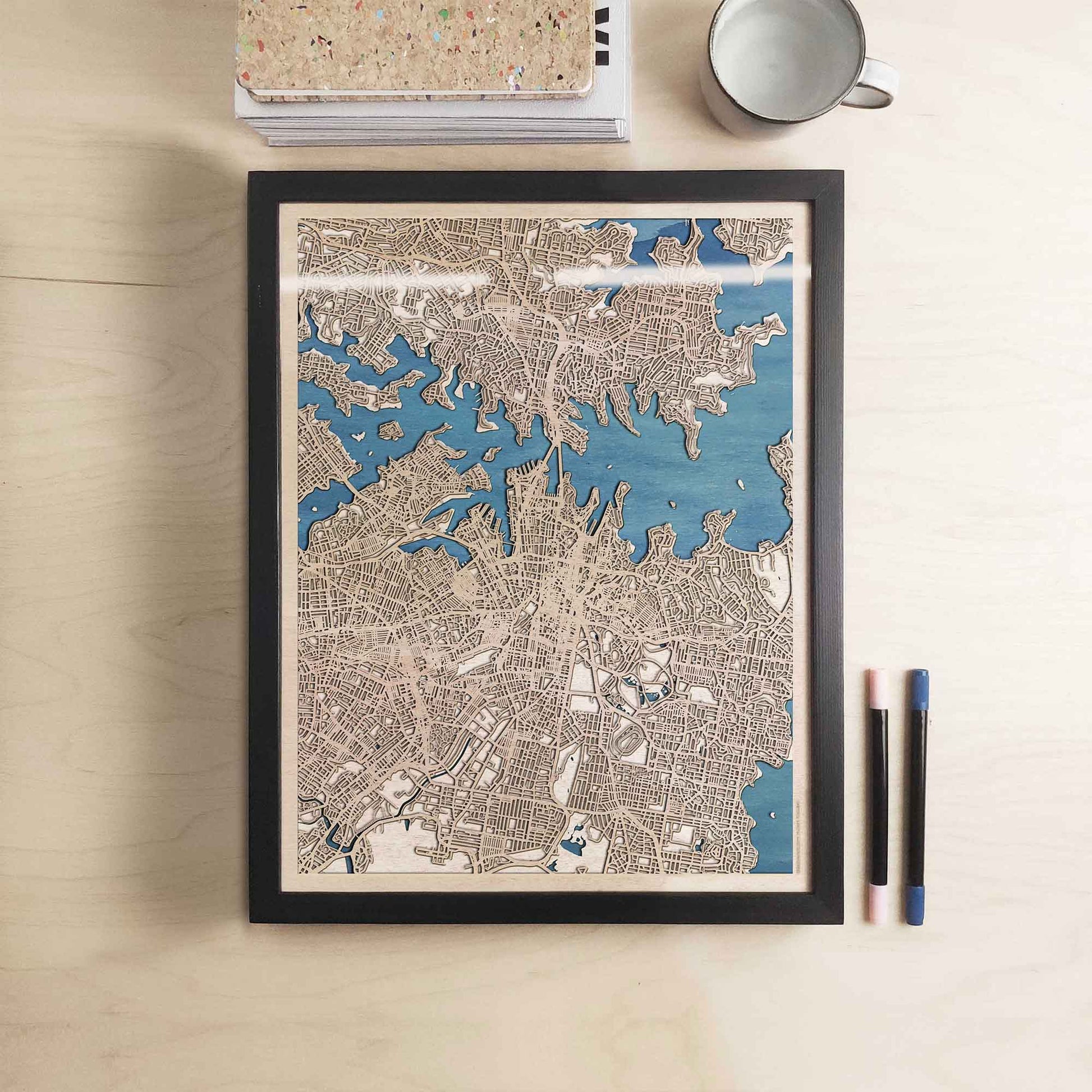Sydney Wooden Map by CityWood - Custom Wood Map Art - Unique Laser Cut Engraved - Anniversary Gift