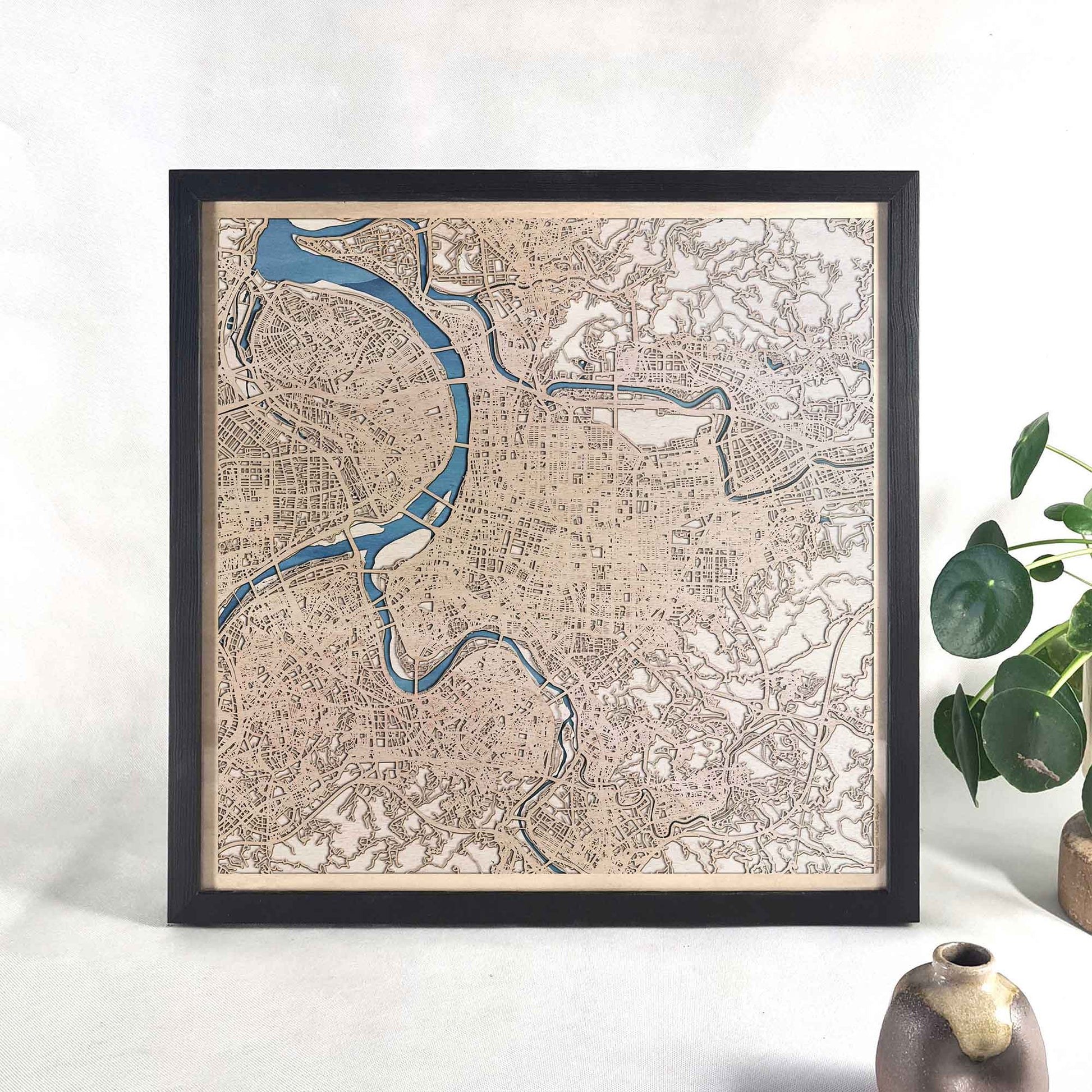 Taipei Wooden Map by CityWood - Custom Wood Map Art - Unique Laser Cut Engraved - Anniversary Gift