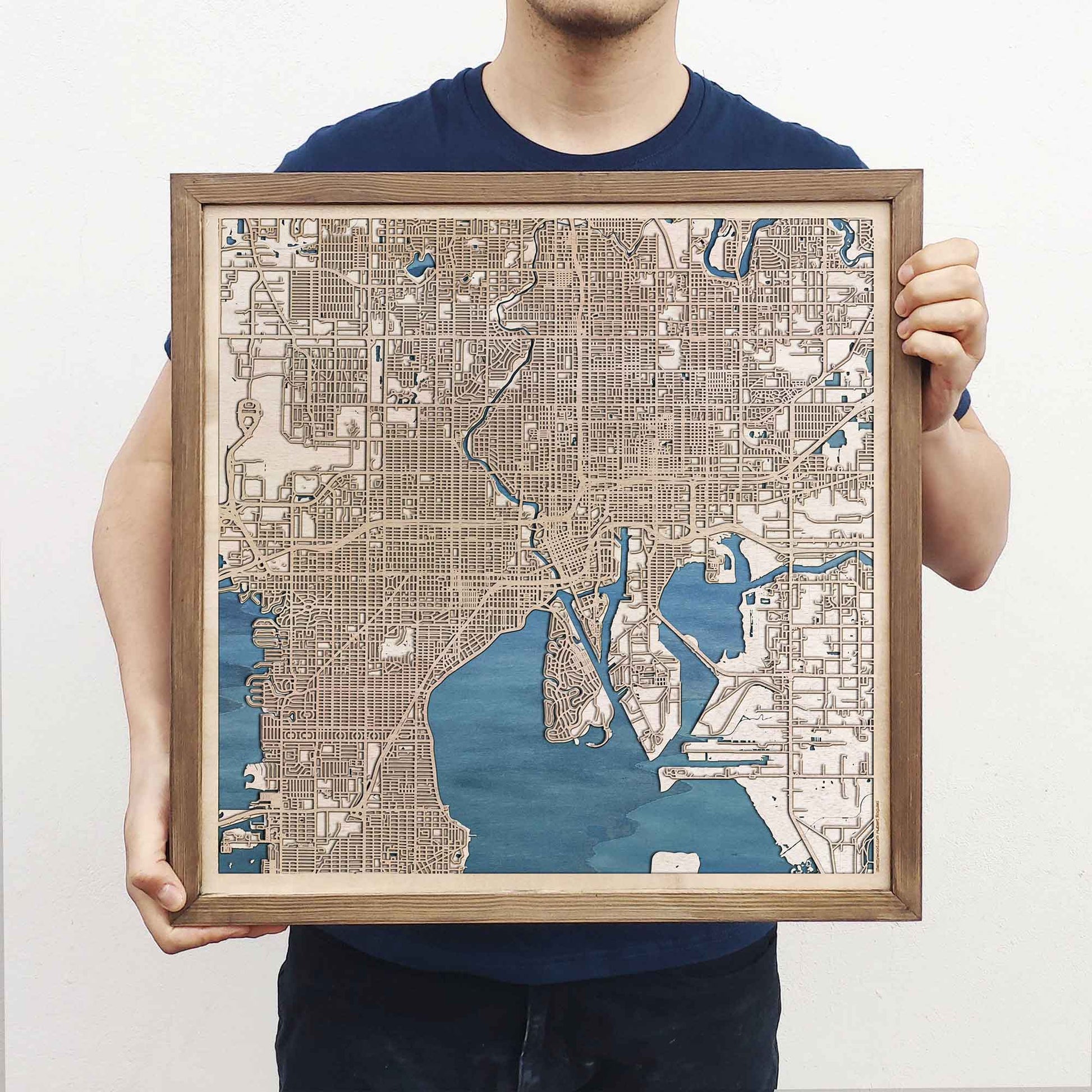 Tampa Wooden Map by CityWood - Custom Wood Map Art - Unique Laser Cut Engraved - Anniversary Gift
