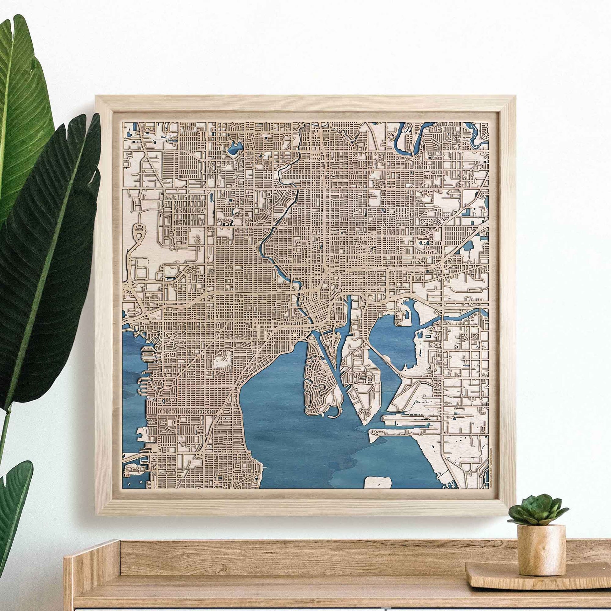 Tampa Wooden Map by CityWood - Custom Wood Map Art - Unique Laser Cut Engraved - Anniversary Gift