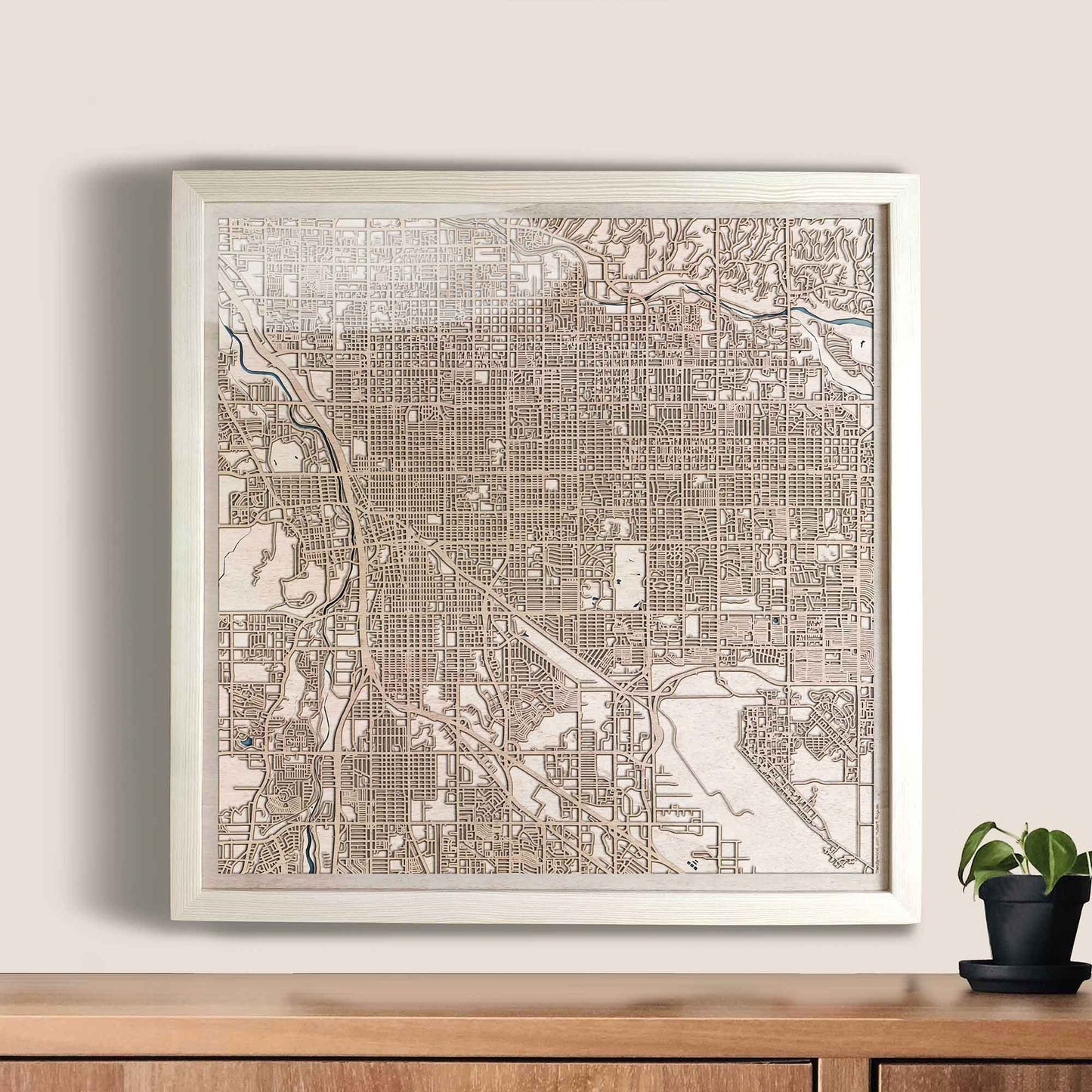 Tucson Wooden Map by CityWood - Custom Wood Map Art - Unique Laser Cut Engraved - Anniversary Gift