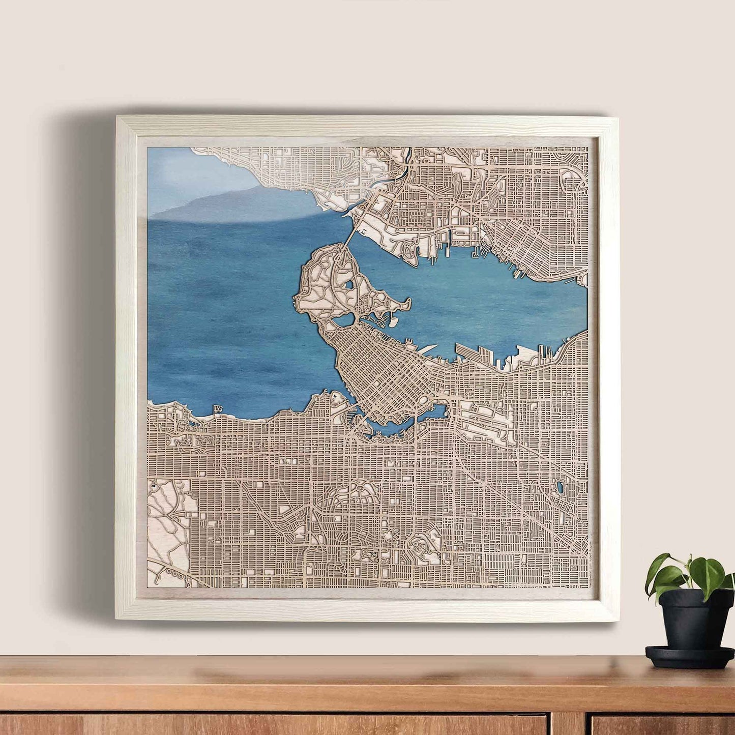 Vancouver Wooden Map by CityWood - Custom Wood Map Art - Unique Laser Cut Engraved - Anniversary Gift