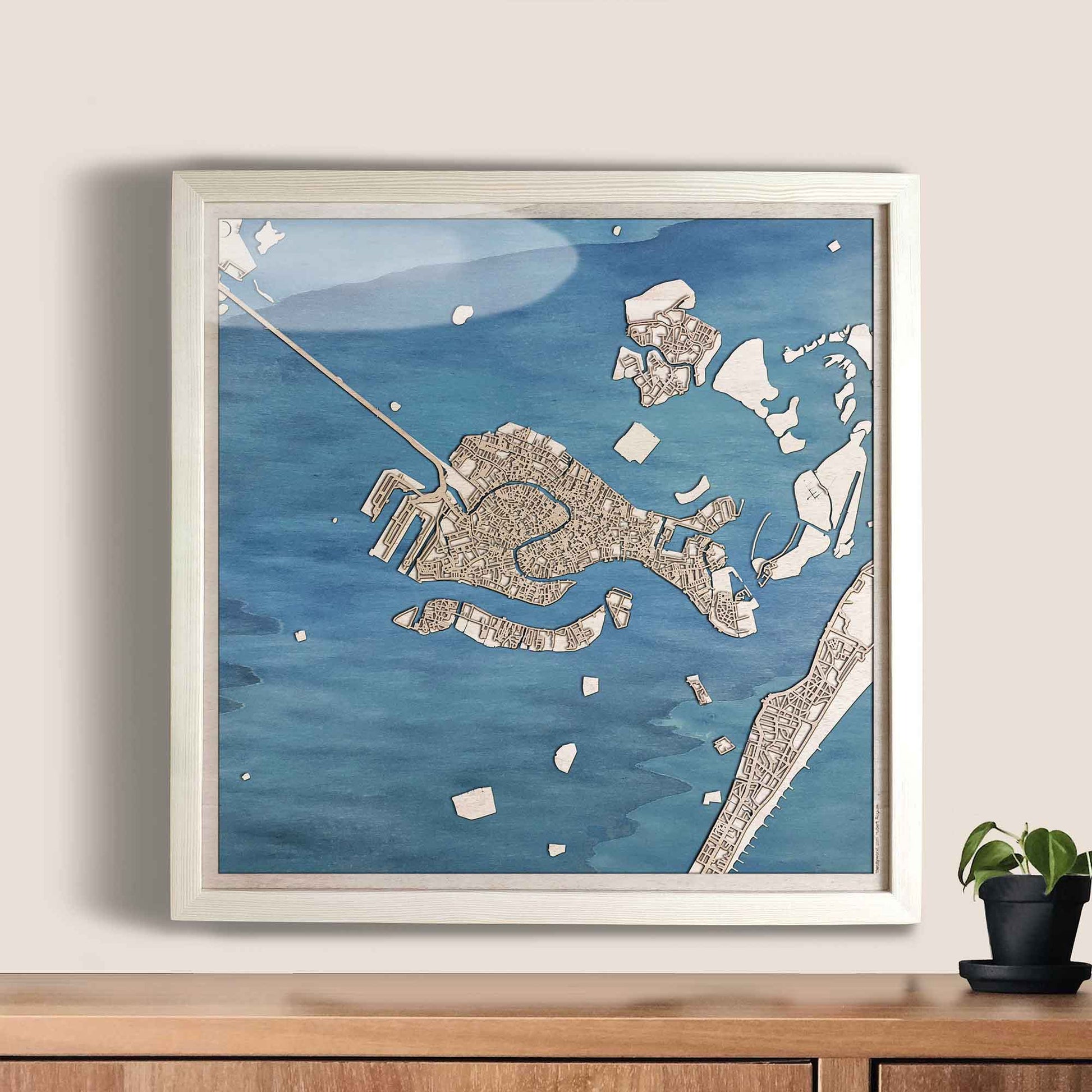 Venice Wooden Map by CityWood - Custom Wood Map Art - Unique Laser Cut Engraved - Anniversary Gift