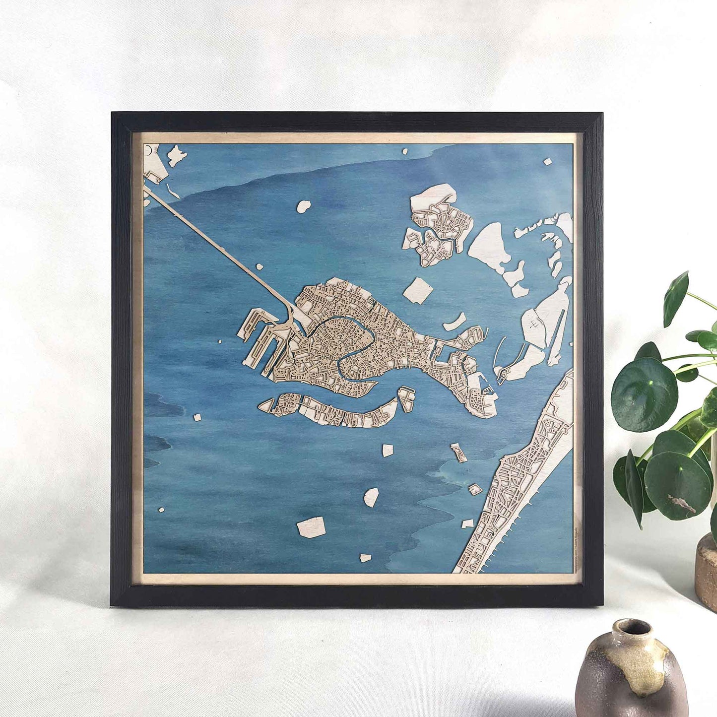 Venice Wooden Map by CityWood - Custom Wood Map Art - Unique Laser Cut Engraved - Anniversary Gift