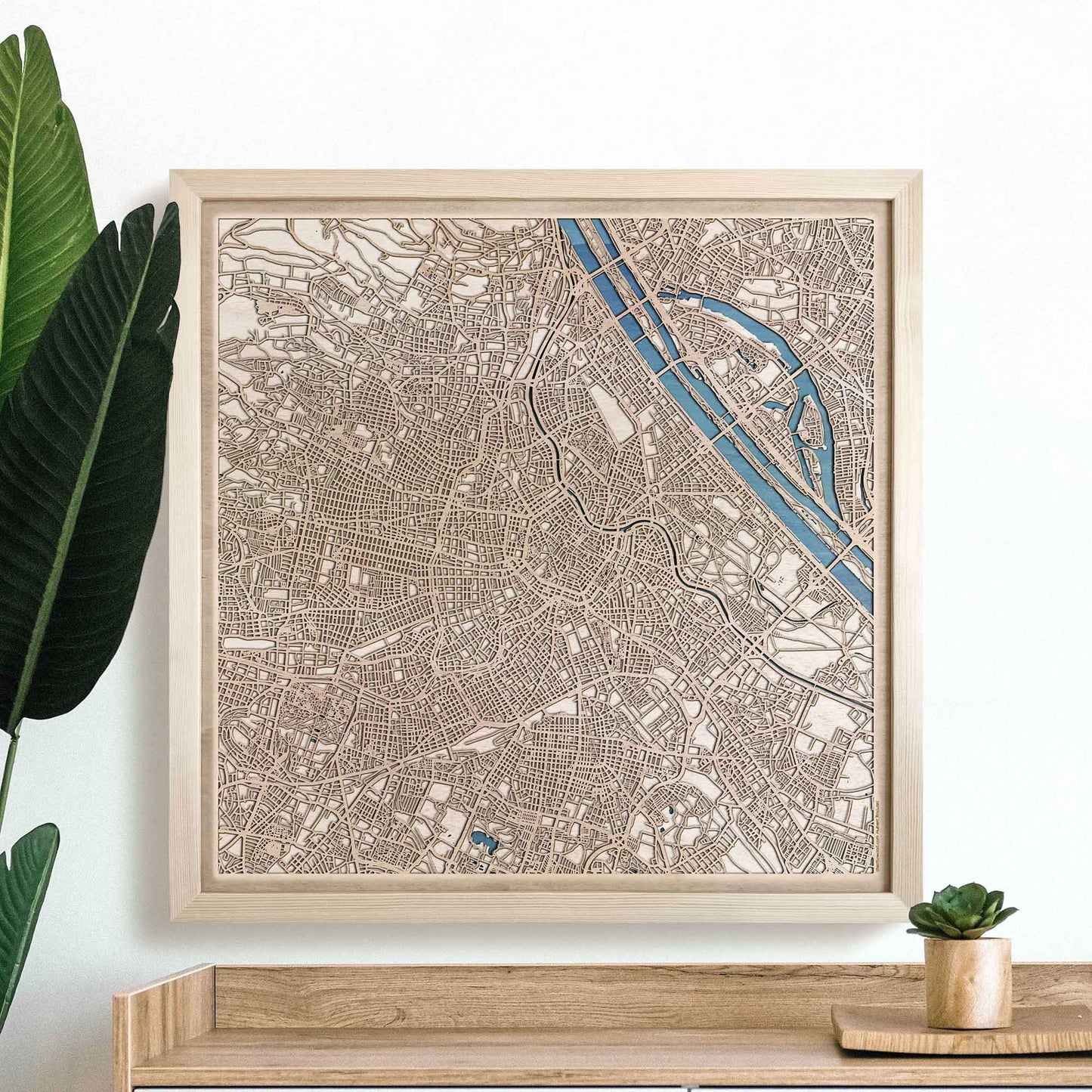 Vienna Wooden Map by CityWood - Custom Wood Map Art - Unique Laser Cut Engraved - Anniversary Gift